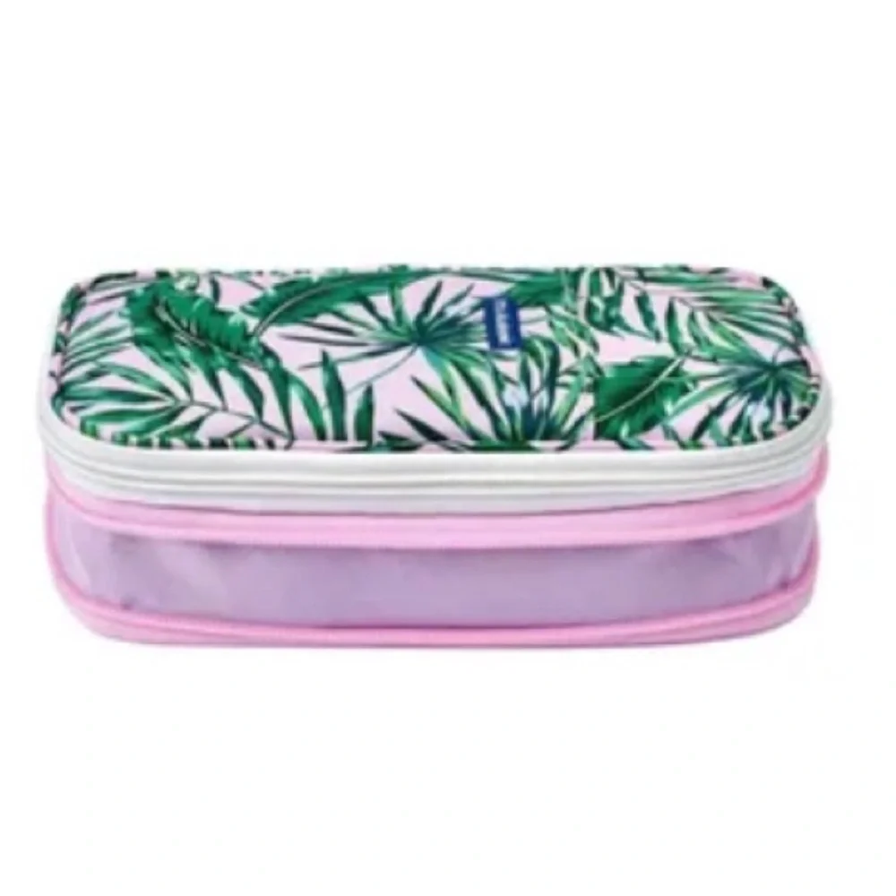 2pc of Expandable Pencil Pouch with Printed Exterior and Solid Interior Palms